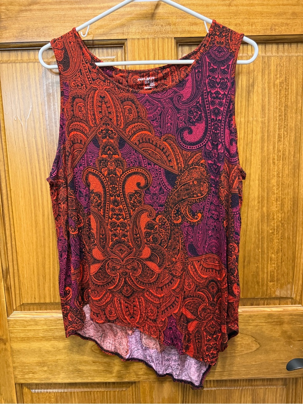 Ruff Hewn Grey XL Paisley Asymmetrical Boho Tank Top Red Purple